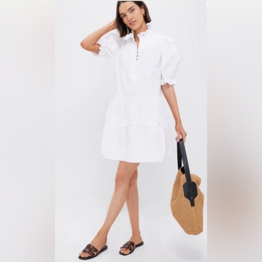 NWT Pomander Place Serena Mini Dress Ruffle Puff Sleeve White XS
